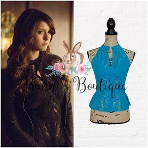 Katherine Pierce's Bebe Sleeveless Lace Blouse ALT